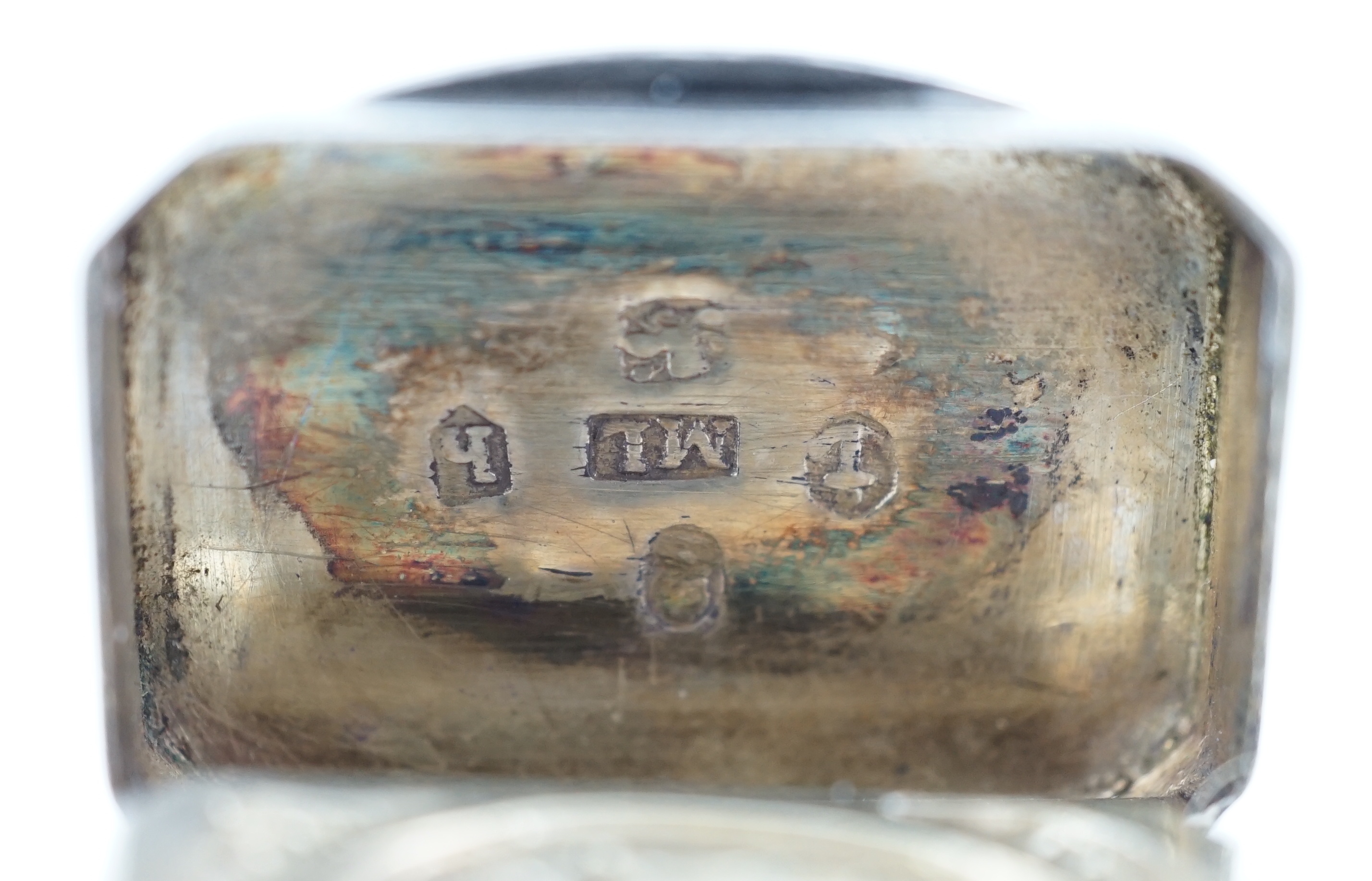 BATTLE OF TRAFALGAR- A George III silver rectangular vinaigrette with canted corners, by Matthew Linwood